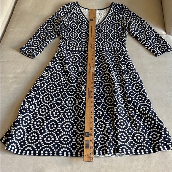Boden Annabel Knit A Line Fit  Flare Polka‎ Dot Dress 3/4 Sleeve V-Neck Size 8 R - Picture 11 of 13